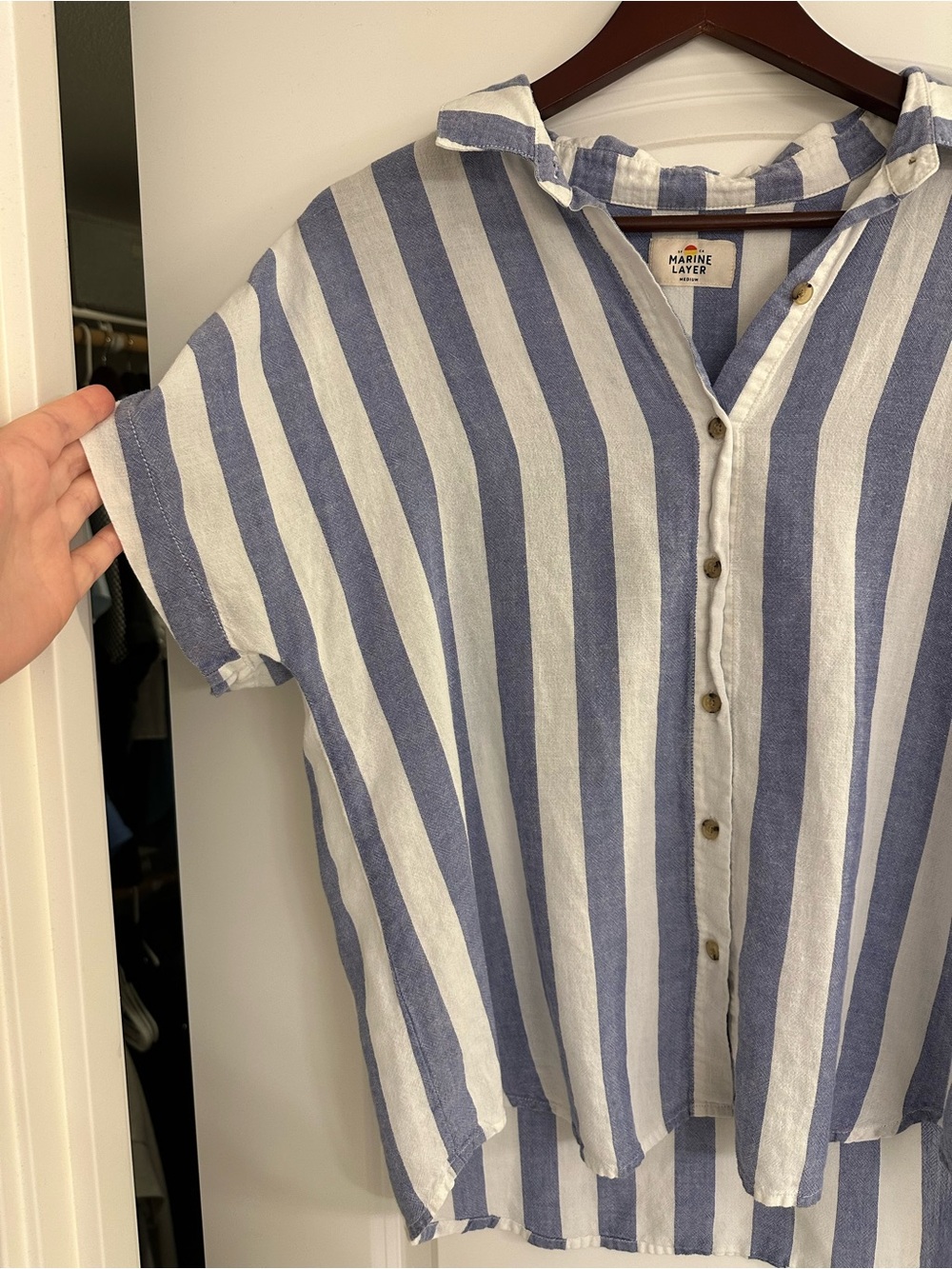 Marine Layer Blue and White Striped Button-Down Shirt - Picture 2 of 3